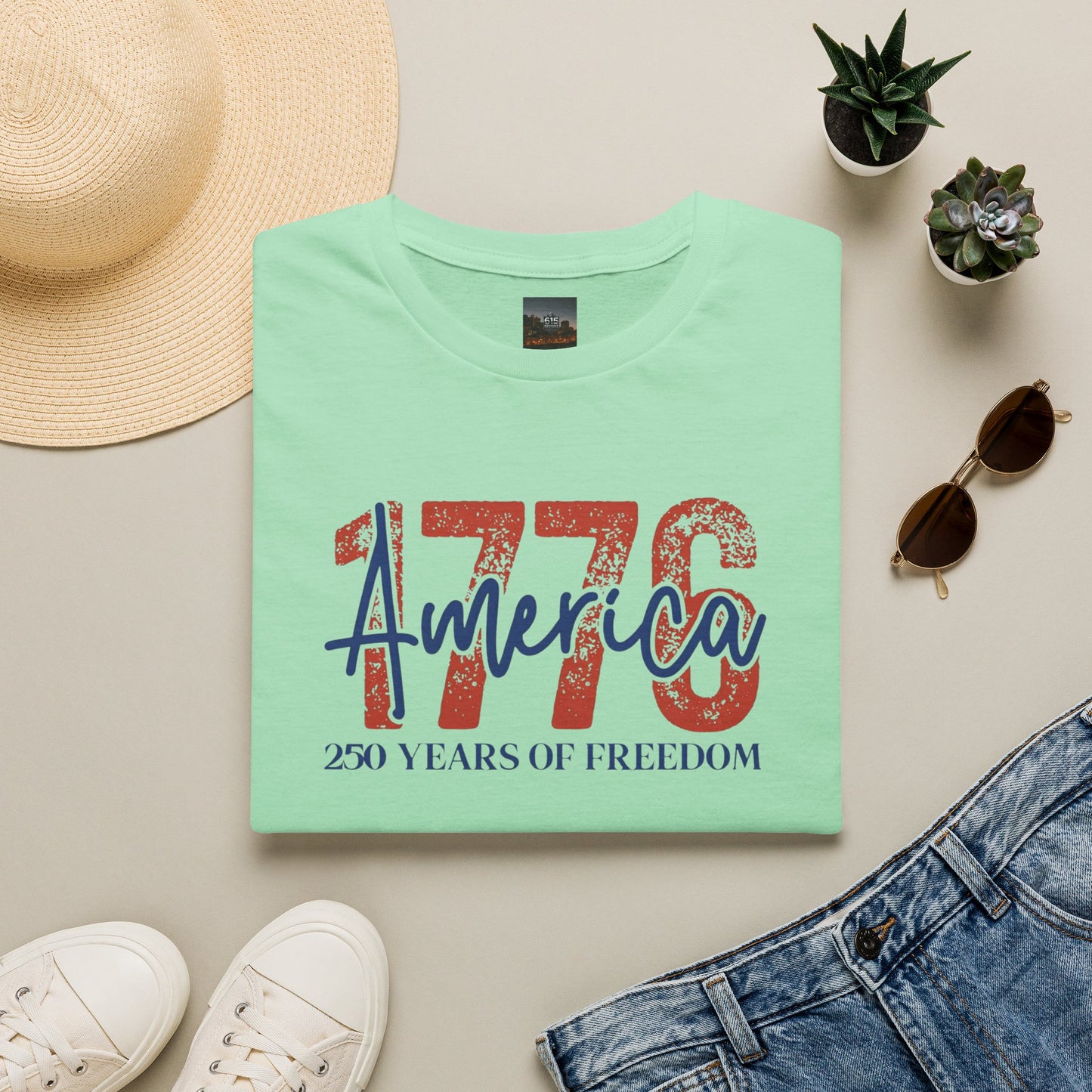 #250 1776 America: 250 Years of Freedom' Patriotic Independence Day Soft-Style Tee