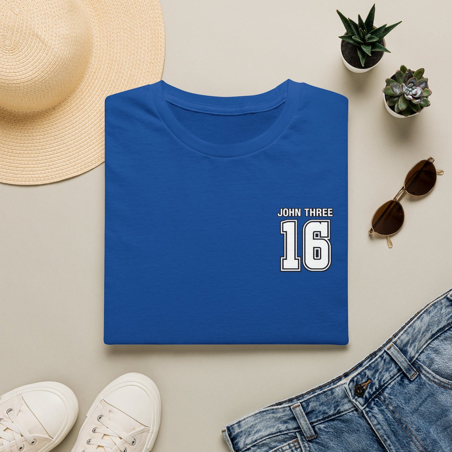 John Three 16 Chest and Back Jersey Print with Scripture Tee