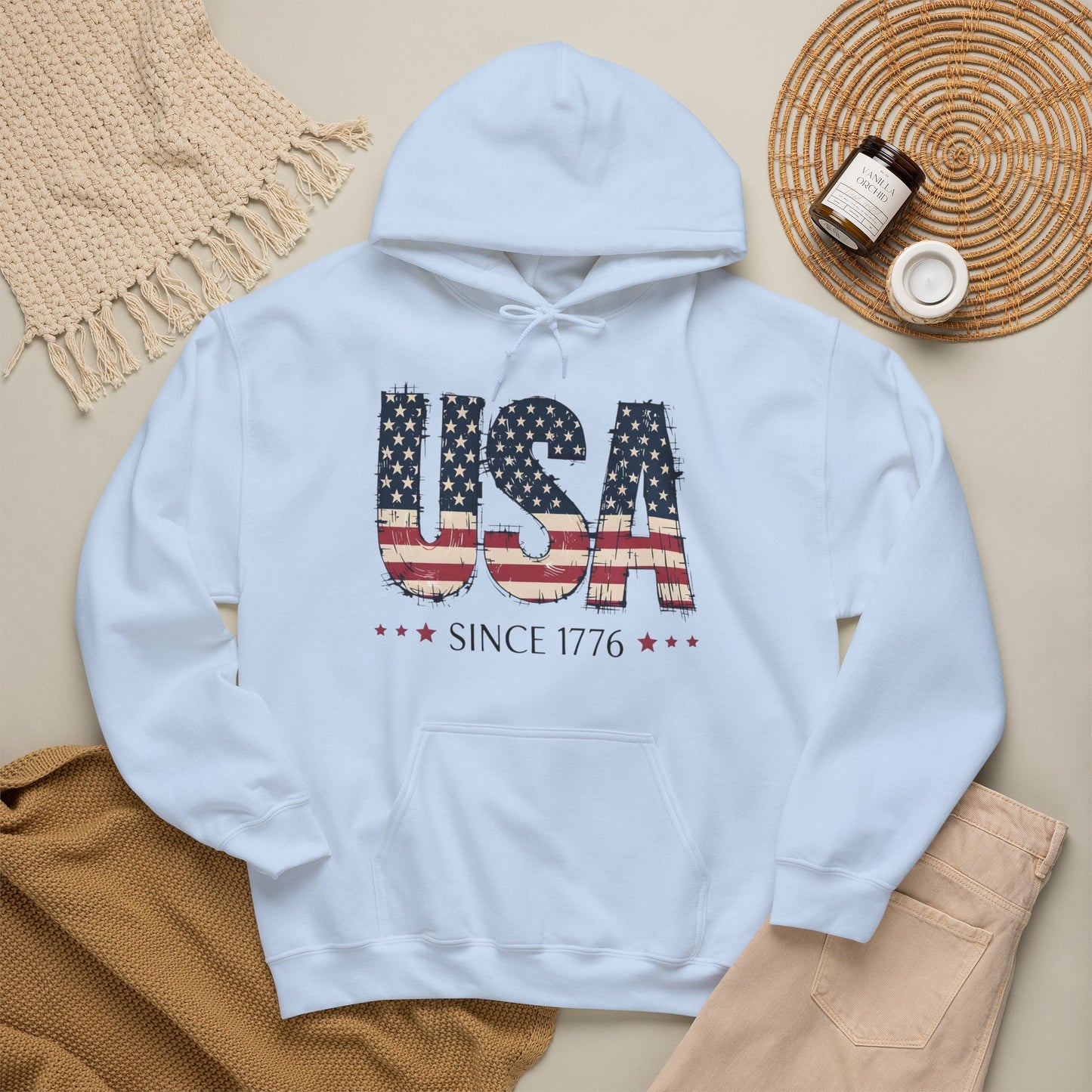 #250 USA Flag "USA Since 1776" Patriotic Hoodie