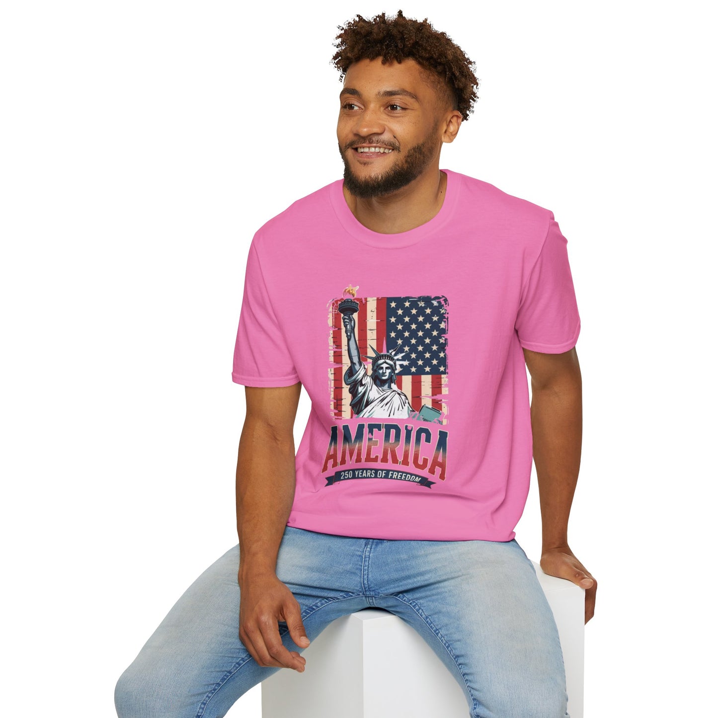 #250 Statue of Liberty American Flag 'America' Patriotic Independence Day T‑Shirt