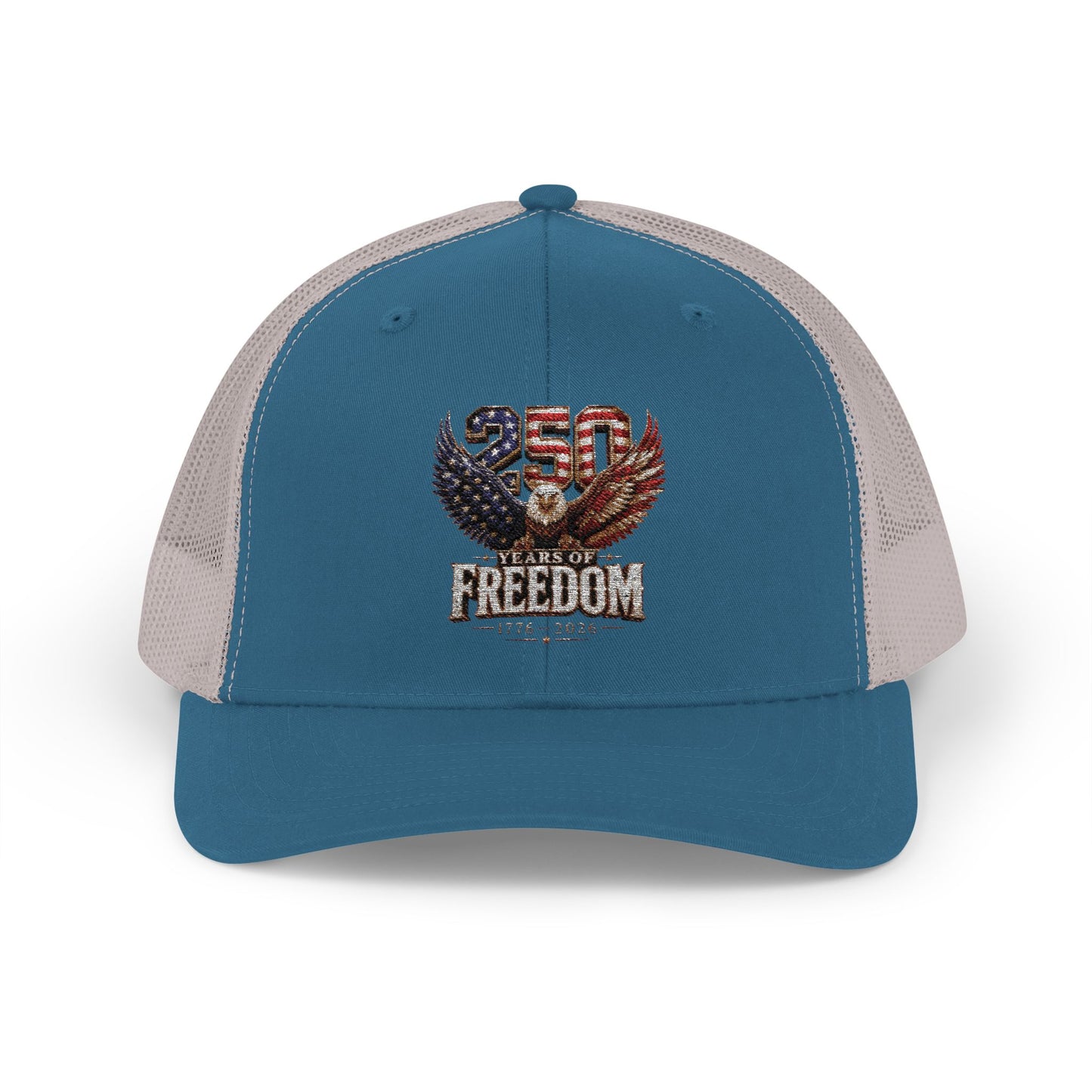 #250 250 Years of Freedom Eagle Patriotic American Flag Anniversary (1776–2026) Snapback Trucker Cap