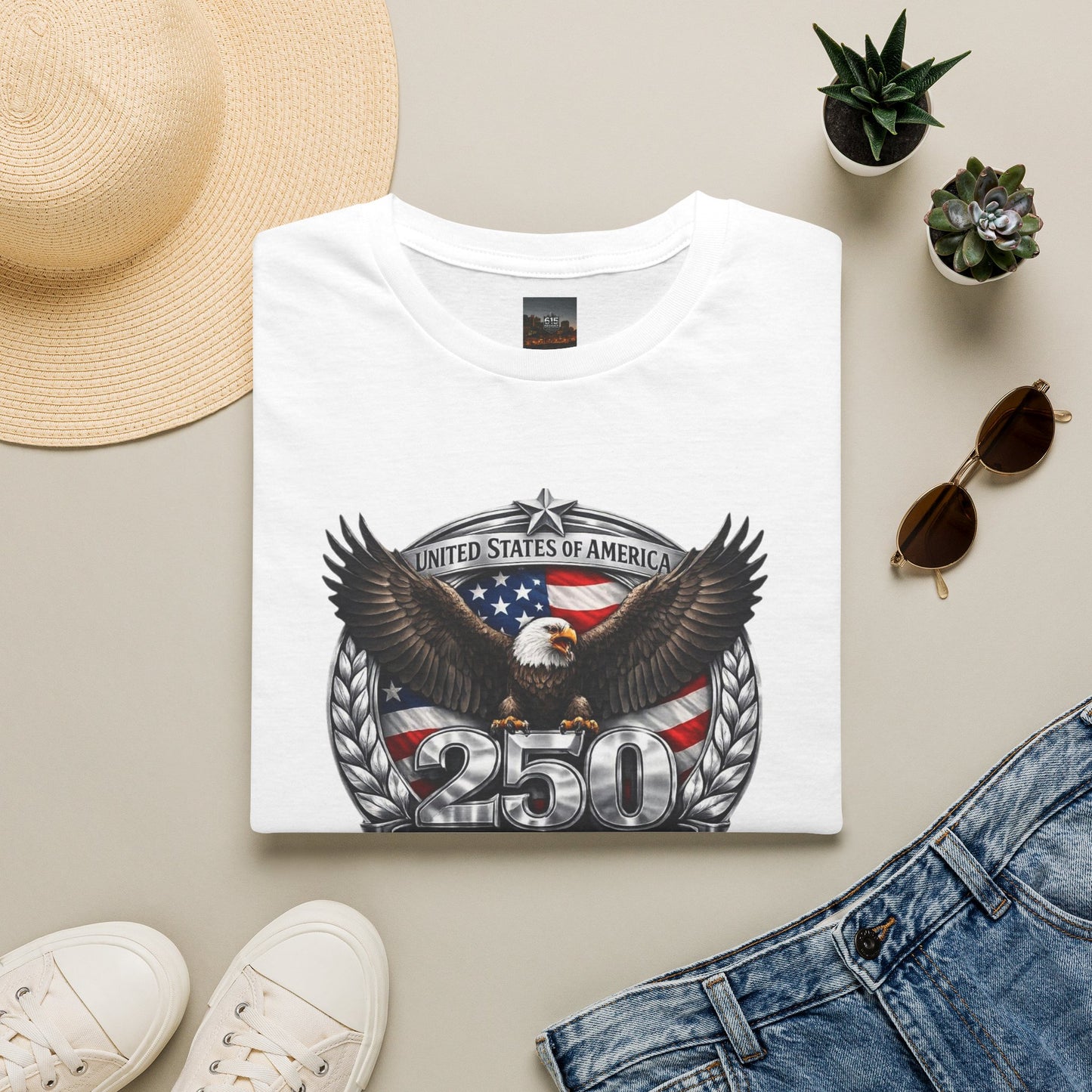 #250 Patriotic Bald Eagle 250 United States Emblem T-Shirt