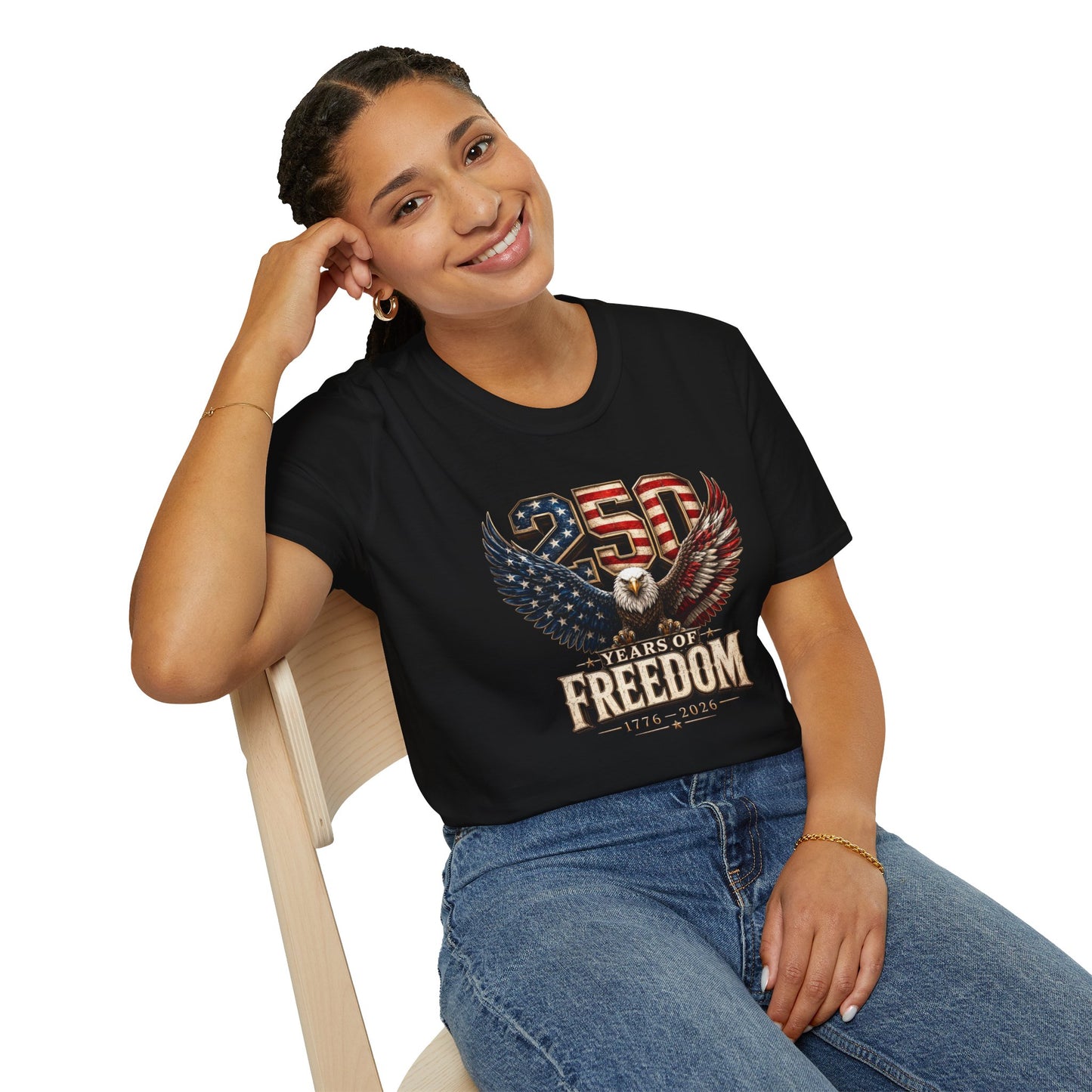 #250 250 Years of Freedom Eagle Patriotic American Flag Anniversary (1776–2026) T-Shirt