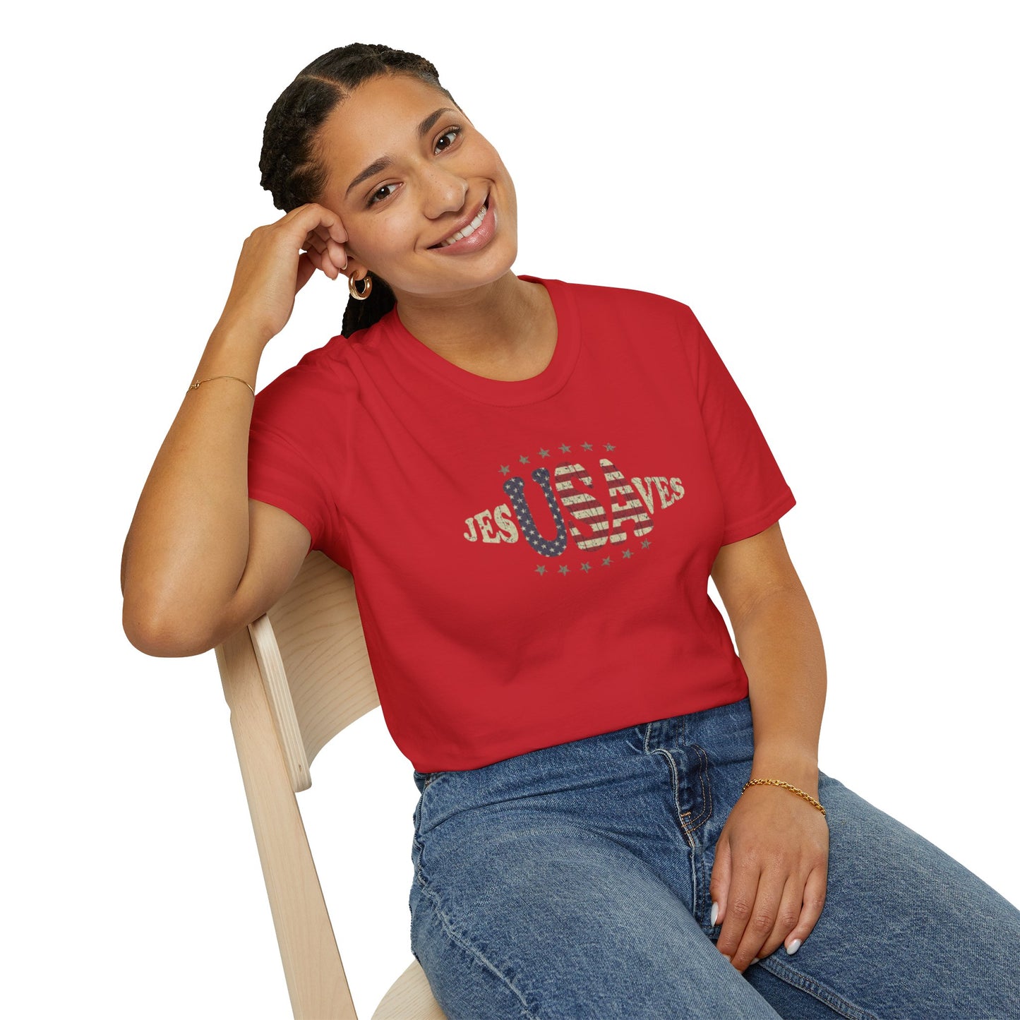 JesUSAves Patriotic T-Shirt — American Flag Christian Faith Tee