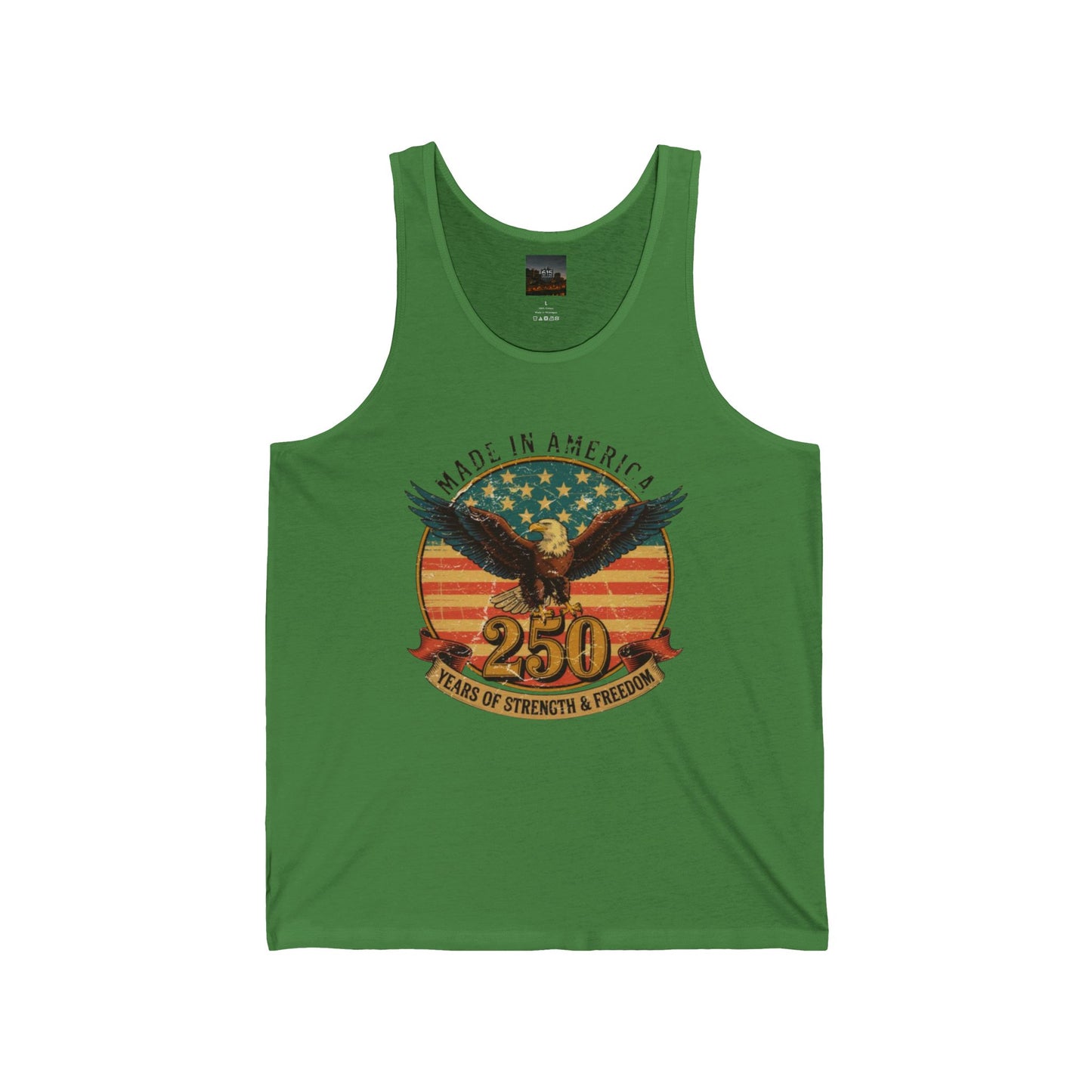#250 Made in America Eagle 250th Anniversary Patriotic Jersey Tank Top