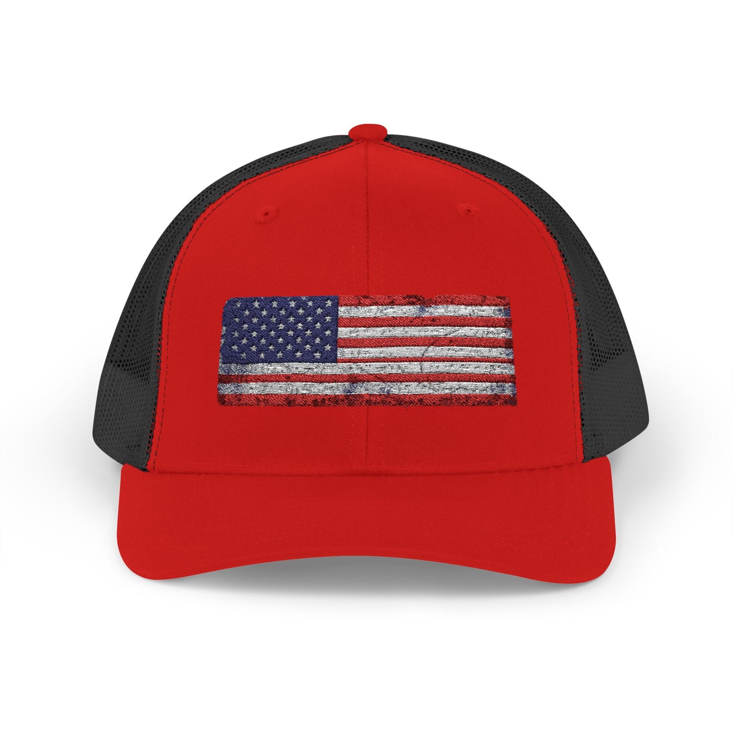 #250 Distressed American Flag Snapback Trucker Cap
