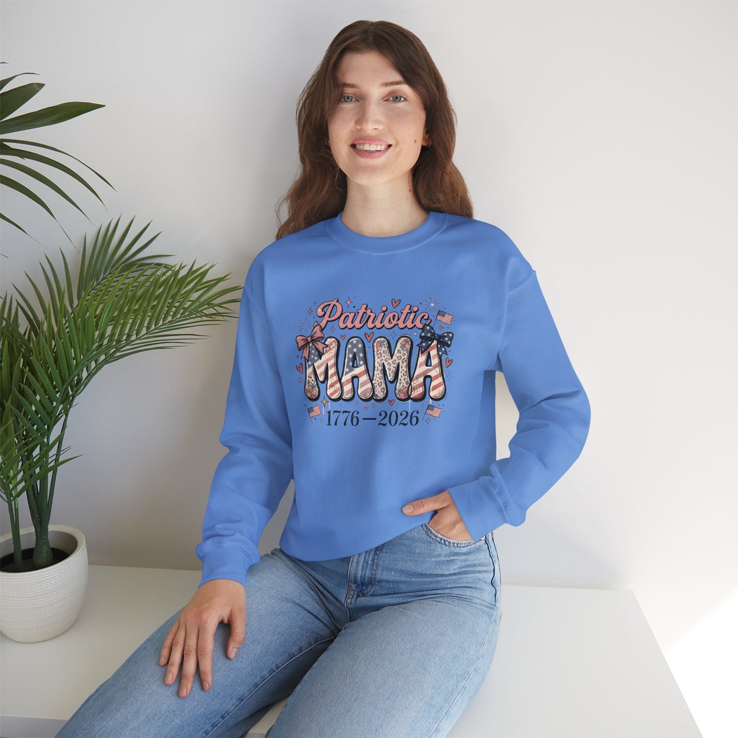 #250 Patriotic Mama 1776–2026 American Flag Sweatshirt