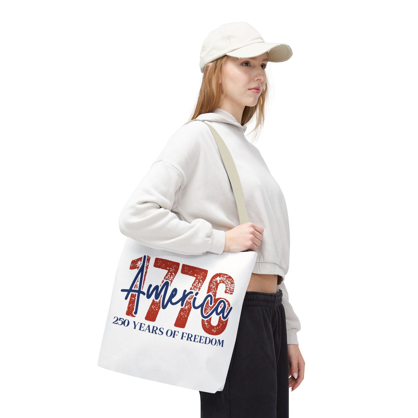 #250 1776 America: 250 Years of Freedom' Patriotic Independence Day Tote Bag