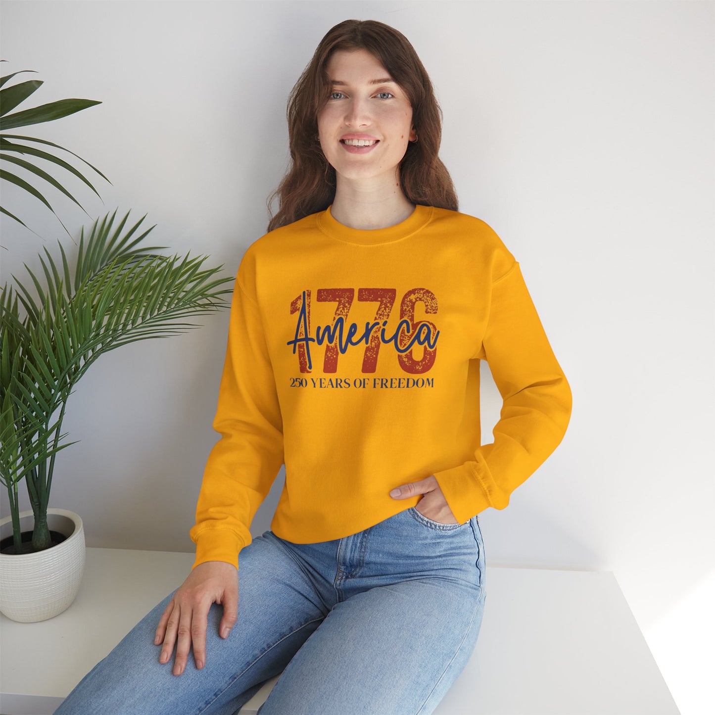#250 1776 America: 250 Years of Freedom' Patriotic Independence Day Crewneck Sweatshirt