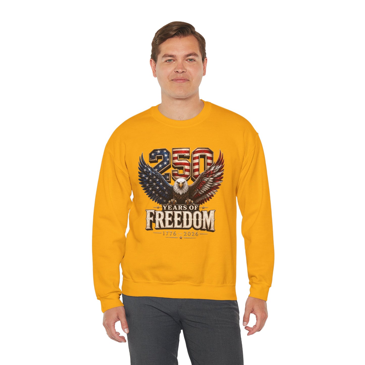 #250 250 Years of Freedom Eagle Patriotic American Flag Anniversary (1776–2026) Crewneck Sweatshirt
