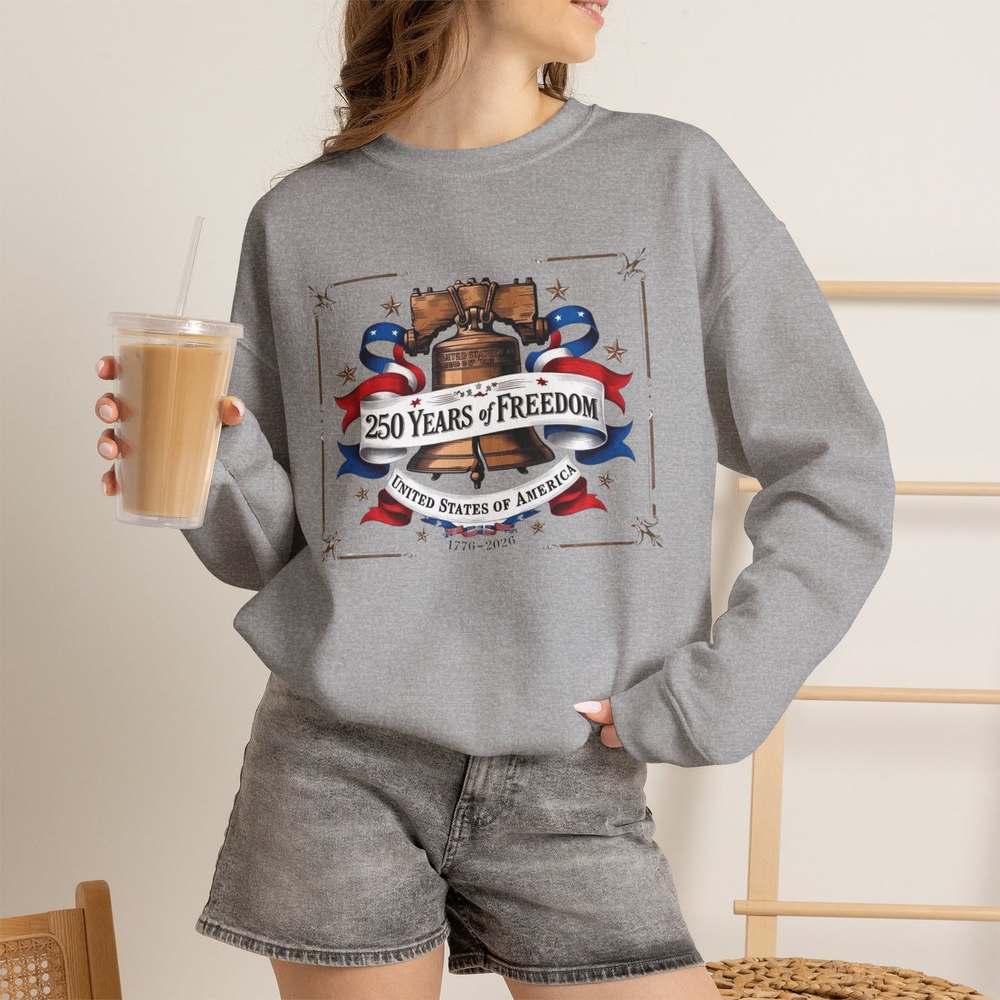 #250 250 Years of Freedom Liberty Bell Crewneck Sweatshirt