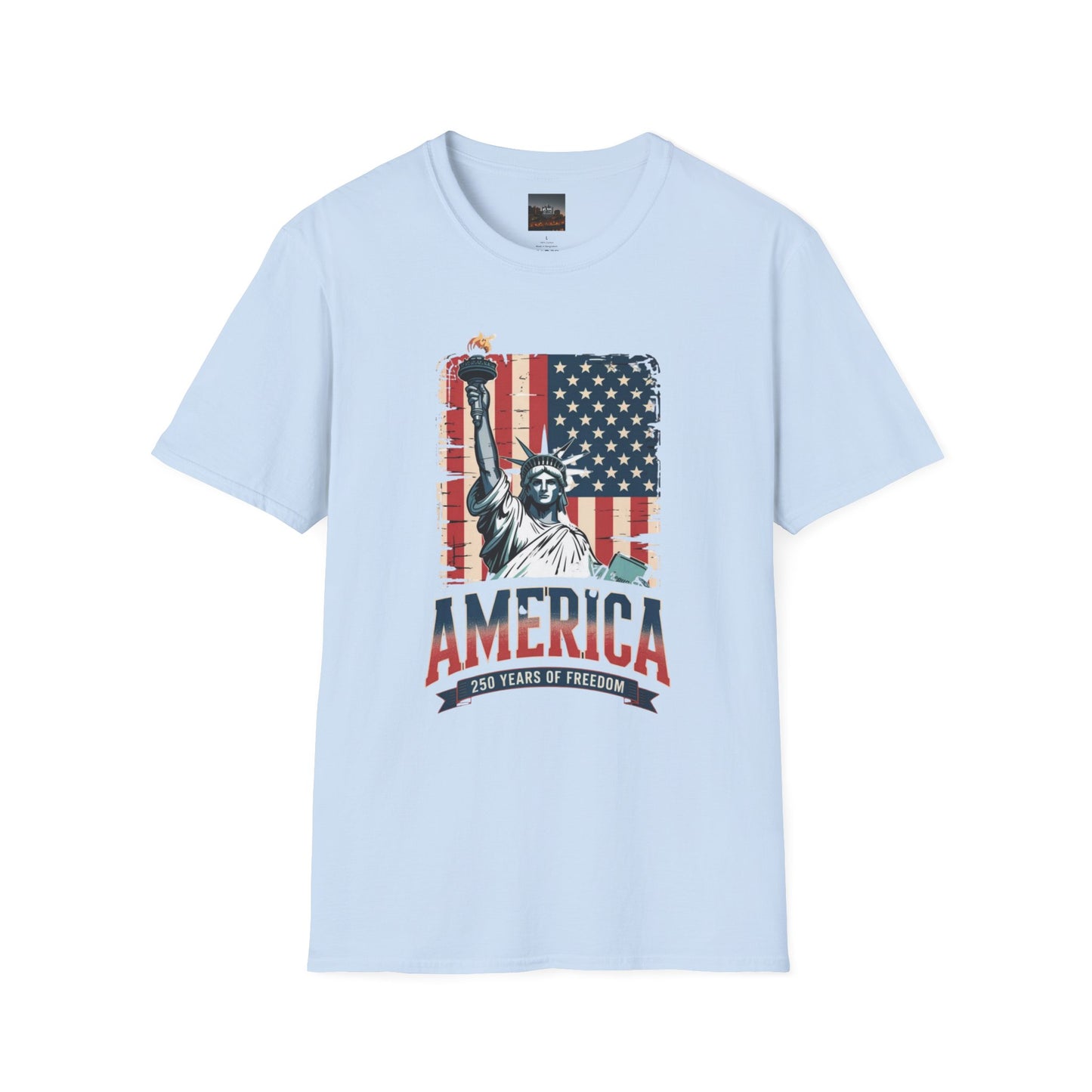 #250 Statue of Liberty American Flag 'America' Patriotic Independence Day T‑Shirt