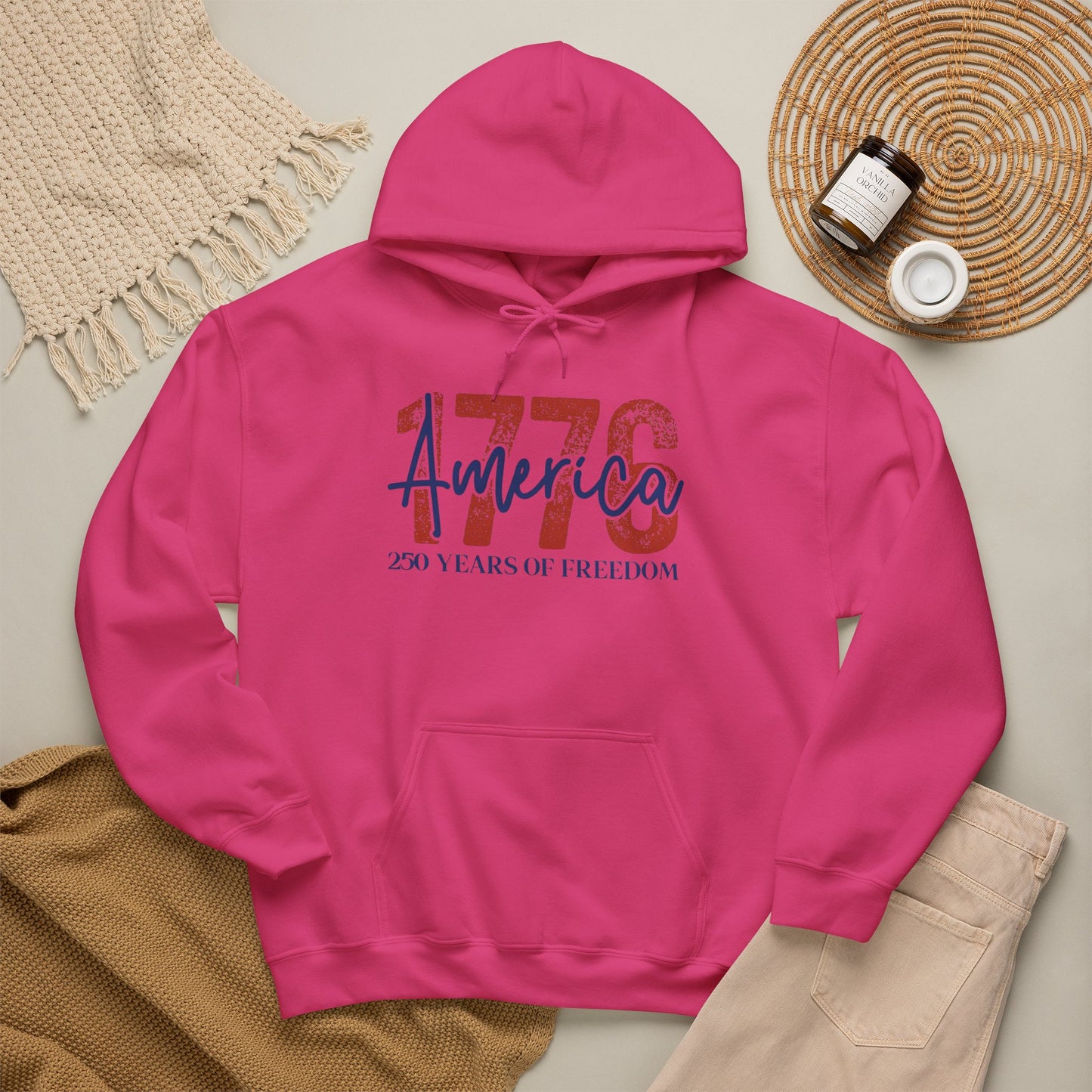 #250 1776 America: 250 Years of Freedom' Patriotic Independence Day Hoodie