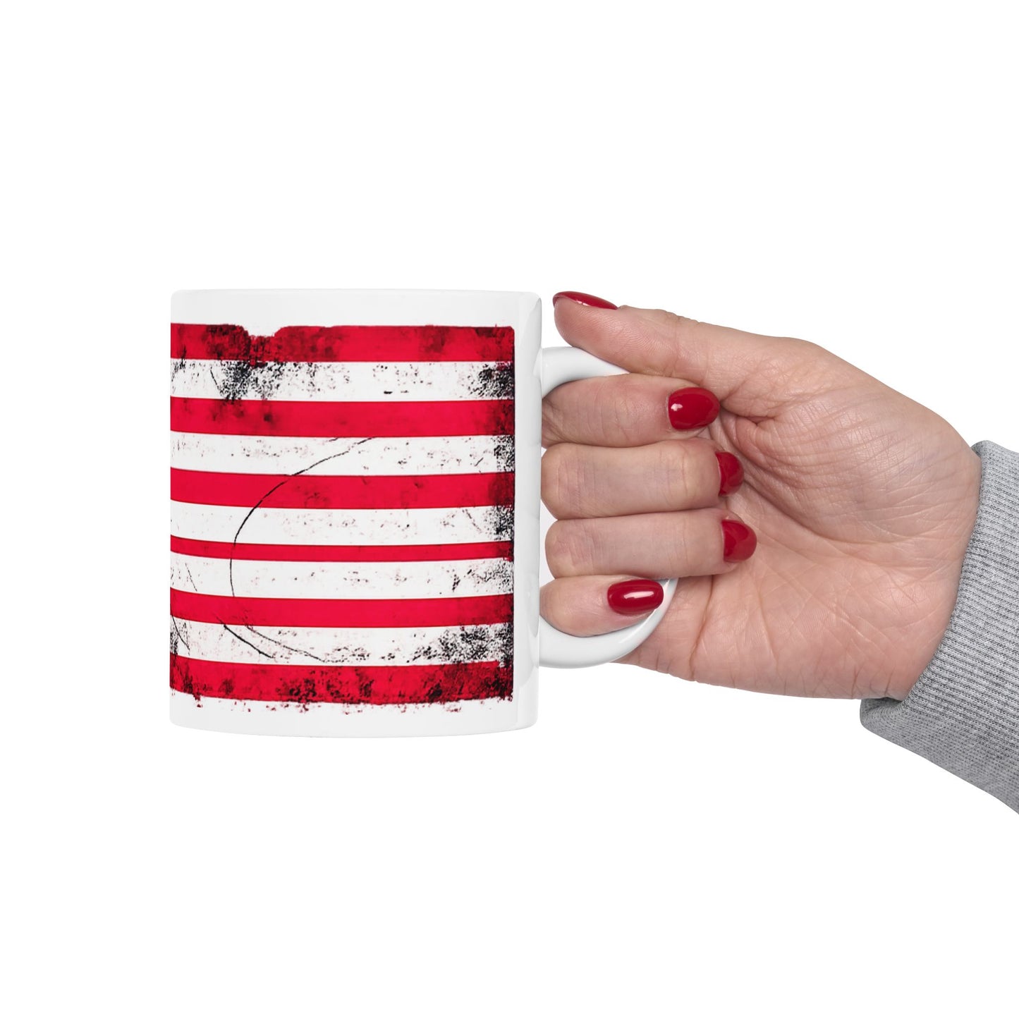 #250 Distressed American Flag Ceramic Mug — Patriotic (11oz, 15oz) Coffee Cup