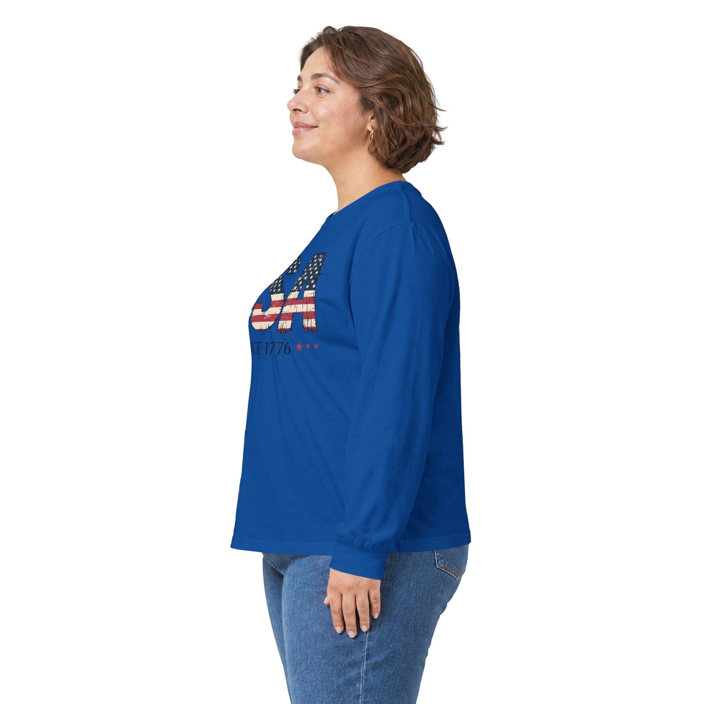 #250 USA Flag "USA Since 1776" Patriotic Long Sleeve Tee
