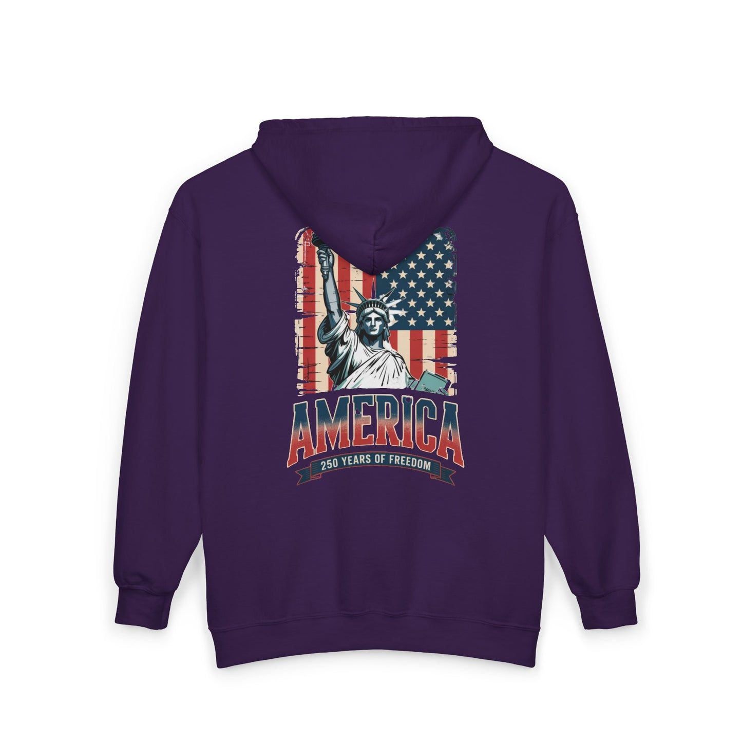 #250 Statue of Liberty American Flag 'America' Patriotic Independence Day Zip Hoodie