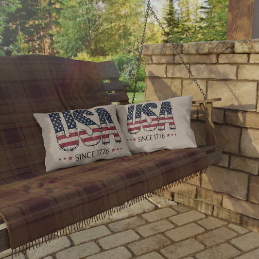 #250 USA Flag "USA Since 1776" Patriotic Outdoor Throw Pillow