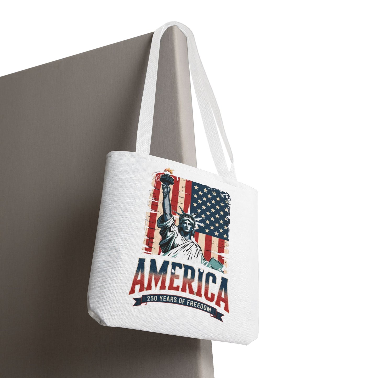 #250 Statue of Liberty American Flag 'America' Patriotic Independence Day Tote Bag