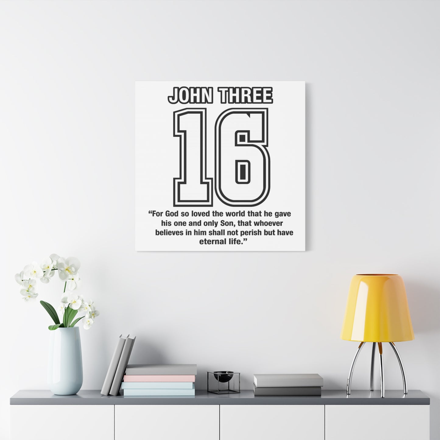 John Three 16 Numbered with Scripture Canvas Print - 'John Three 16' with Bible Verse (John 3:16)