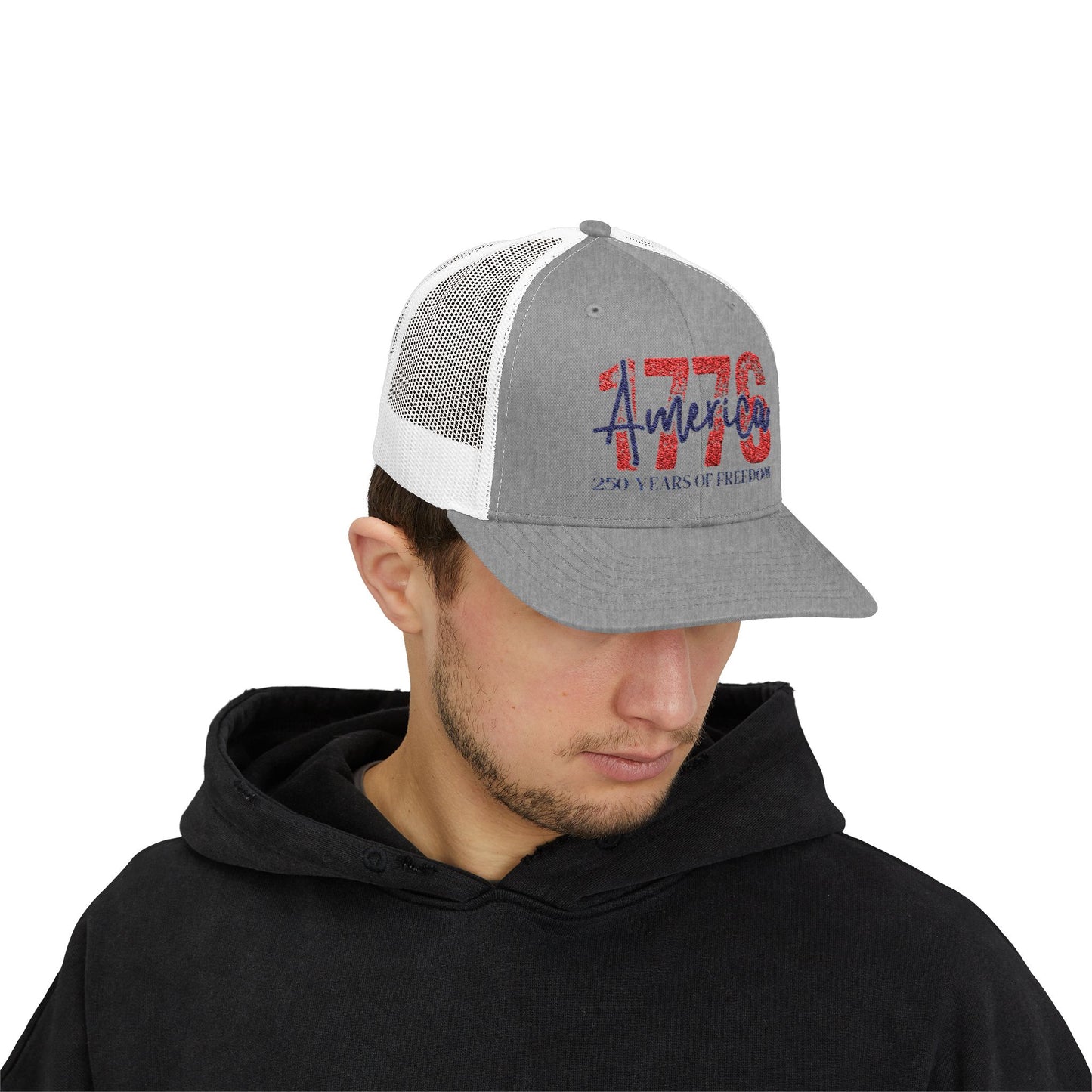 #250 1776 America: 250 Years of Freedom' Patriotic Independence Day Snapback Trucker Cap