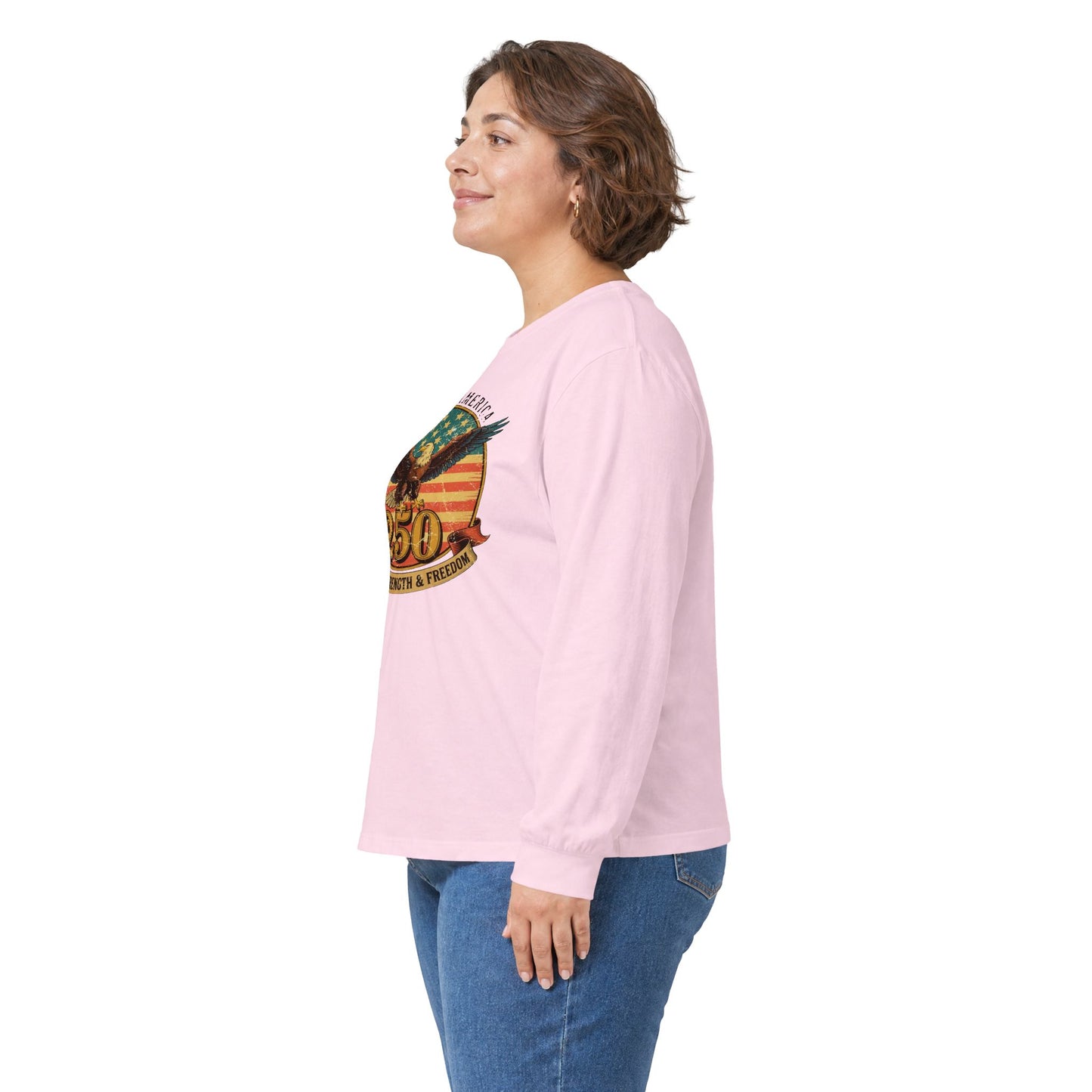 #250 Made in America Eagle 250th Anniversary Patriotic Long Sleeve Tee