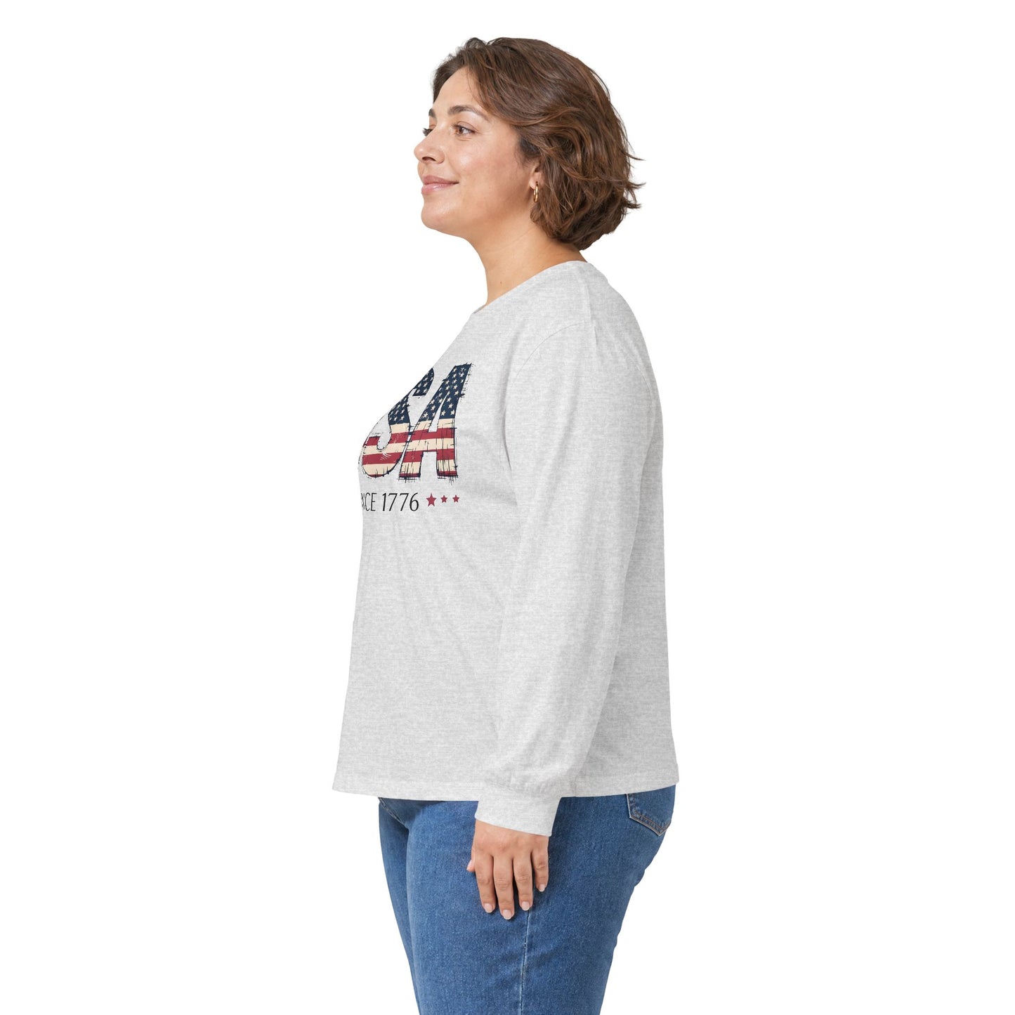 #250 USA Flag "USA Since 1776" Patriotic Long Sleeve Tee
