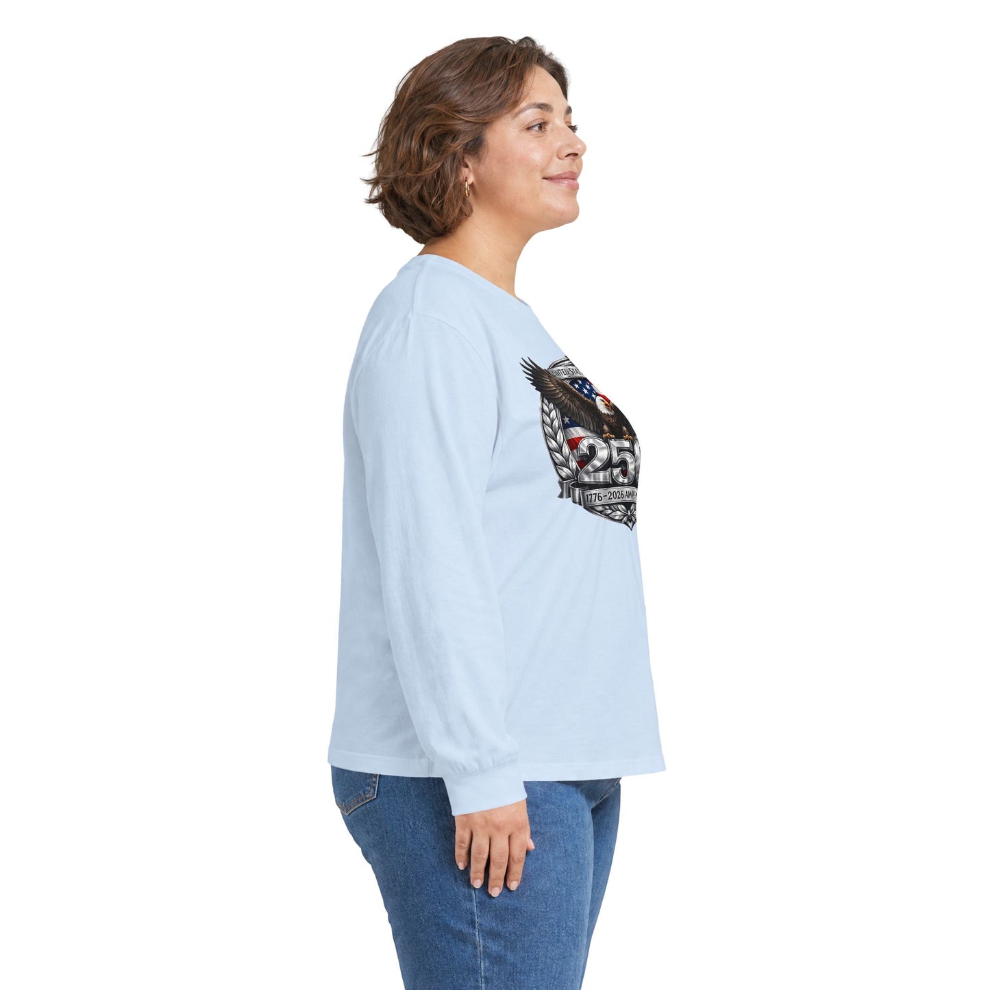 #250 Patriotic Bald Eagle 250 United States Emblem Long Sleeve Tee