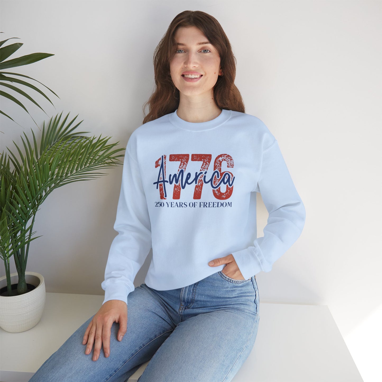 #250 1776 America: 250 Years of Freedom' Patriotic Independence Day Crewneck Sweatshirt