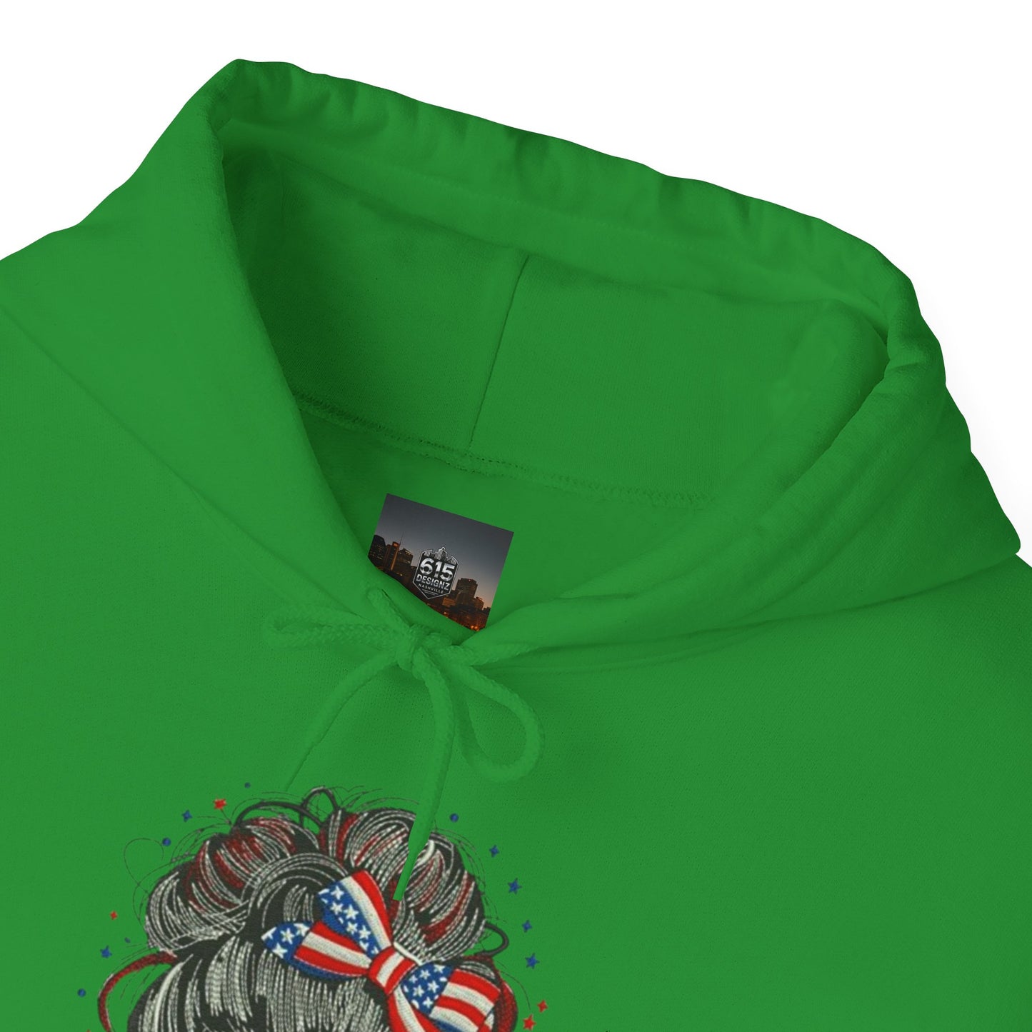 #250 "All American Girl" Patriotic Messy Bun Hoodie