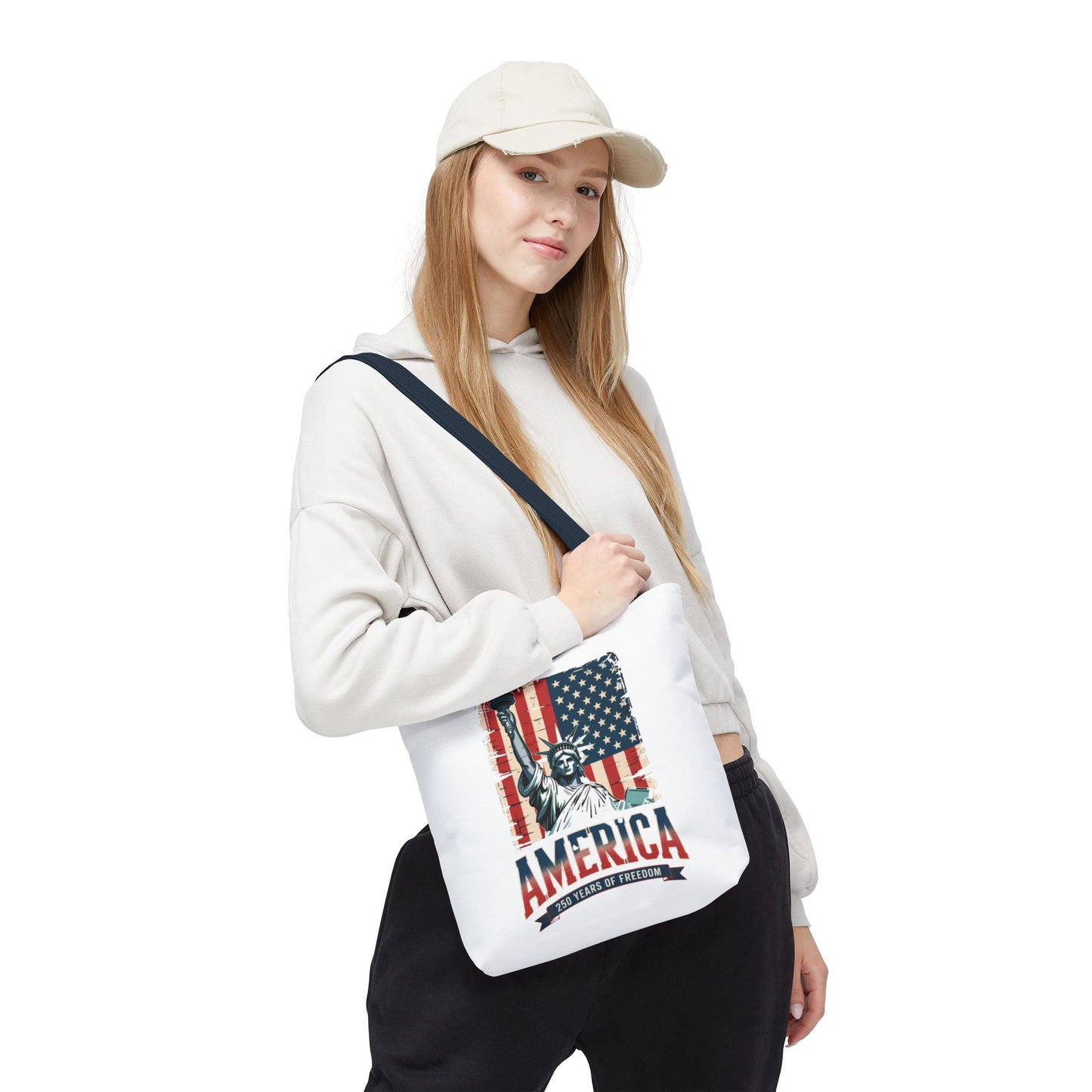 #250 Statue of Liberty American Flag 'America' Patriotic Independence Day Tote Bag