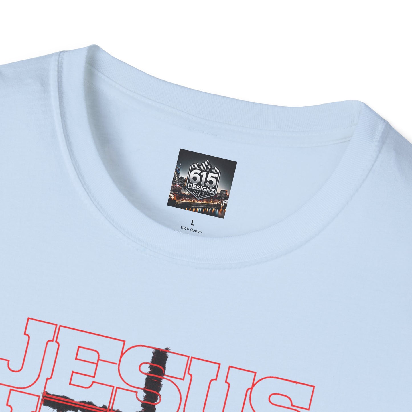 Jesus Cross Red Text Black Cross Graphic T-Shirt — Religious Faith Tee