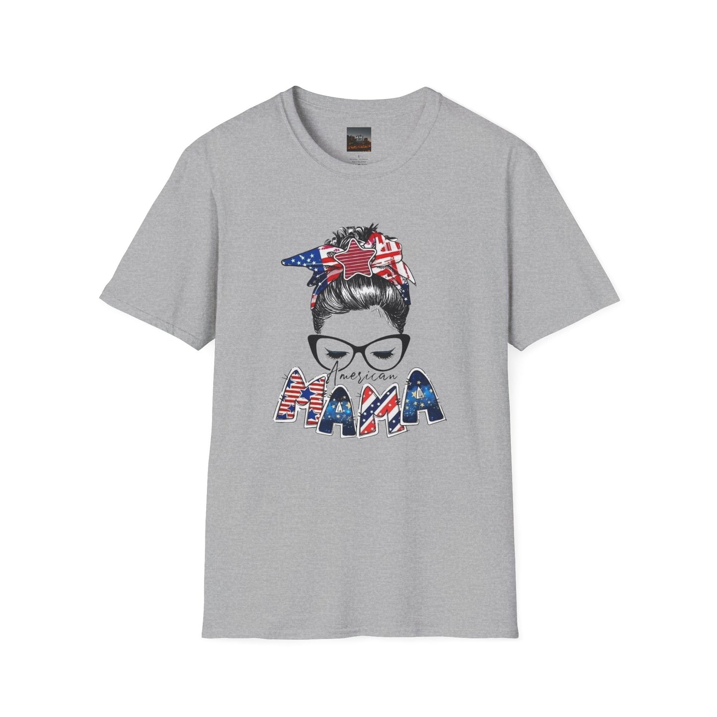 Mama USA Flag Messy Bun T-Shirt