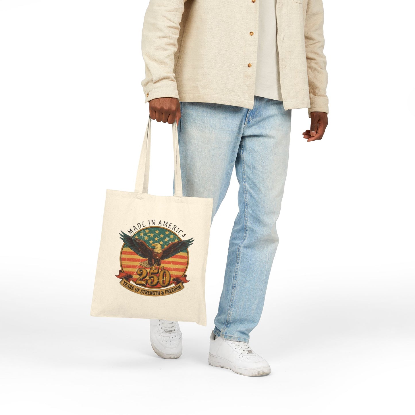 #250 Made in America Eagle 250th Anniversary Patriotic Canvas Tote