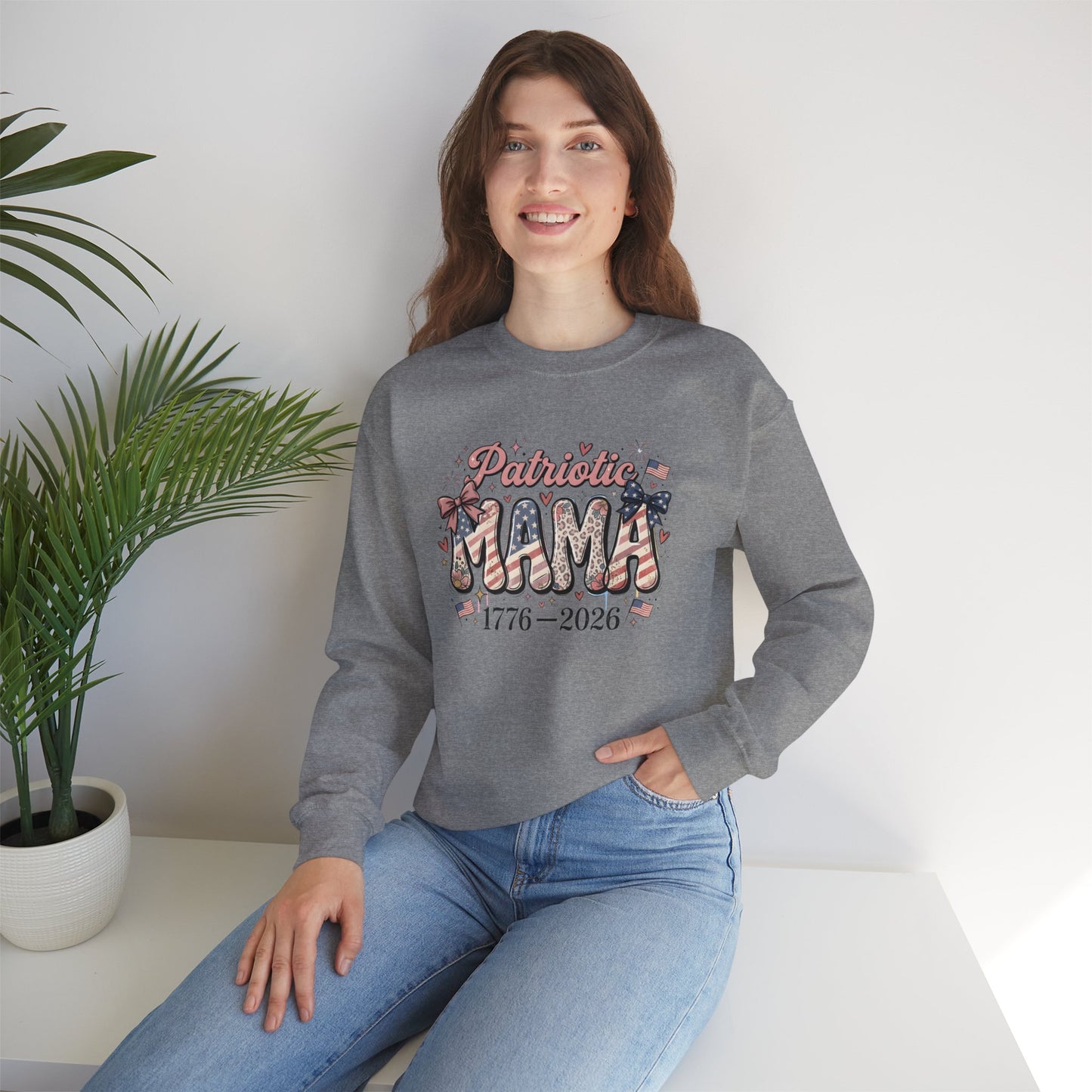 #250 Patriotic Mama 1776–2026 American Flag Sweatshirt
