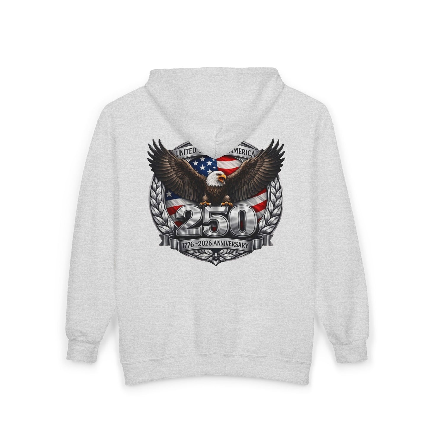 #250 Patriotic Bald Eagle 250 United States Emblem Zip Hoodie