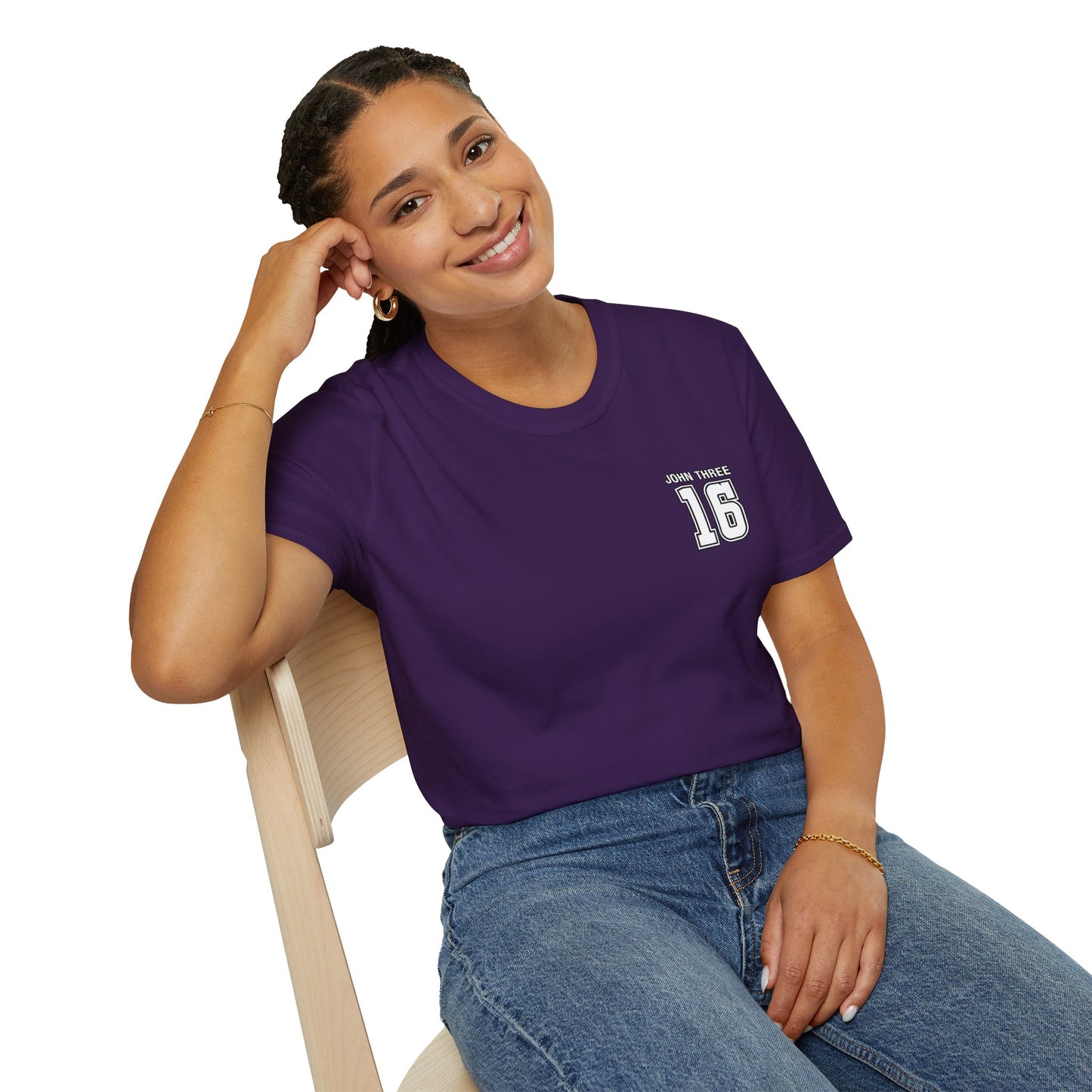 John Three 16 Chest and Back Jersey Print with Scripture Tee