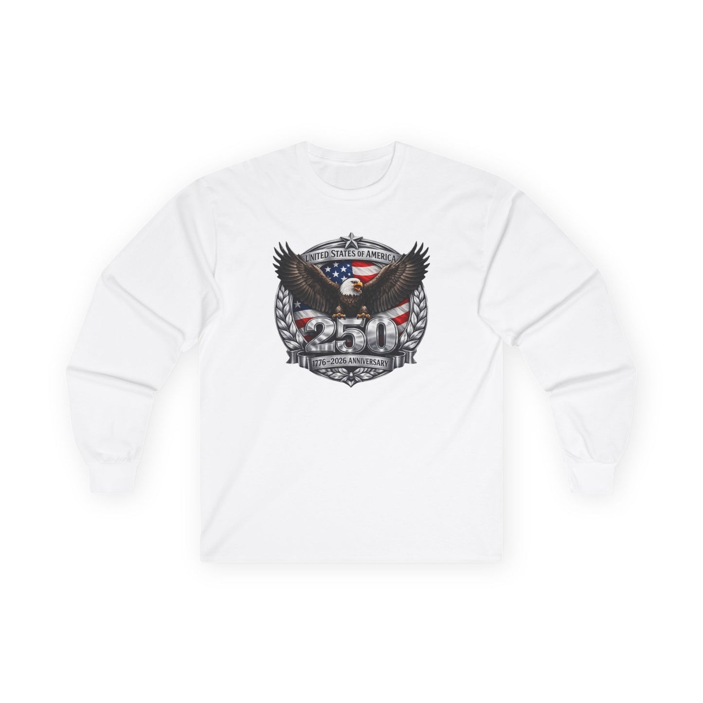 #250 Patriotic Bald Eagle 250 United States Emblem Long Sleeve Tee