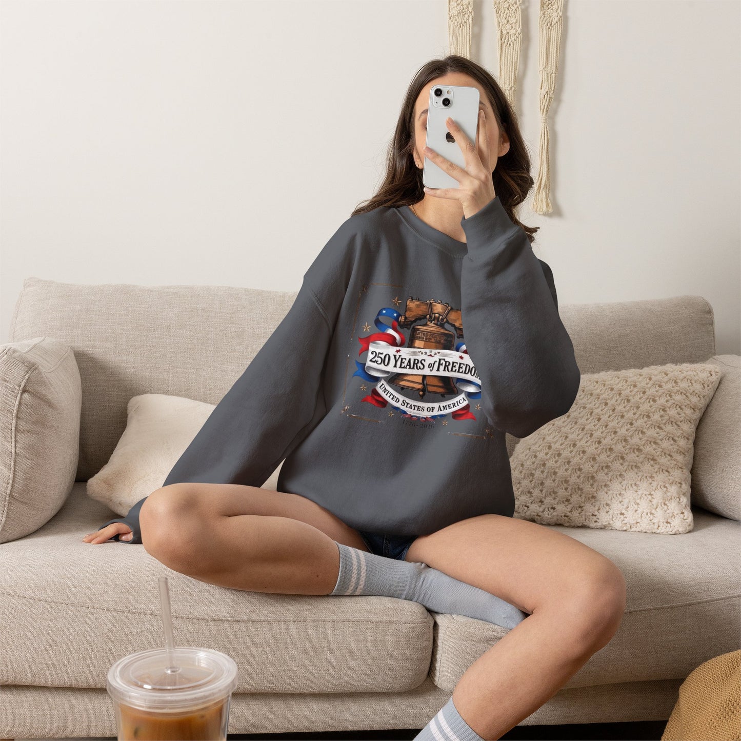 #250 250 Years of Freedom Liberty Bell Crewneck Sweatshirt