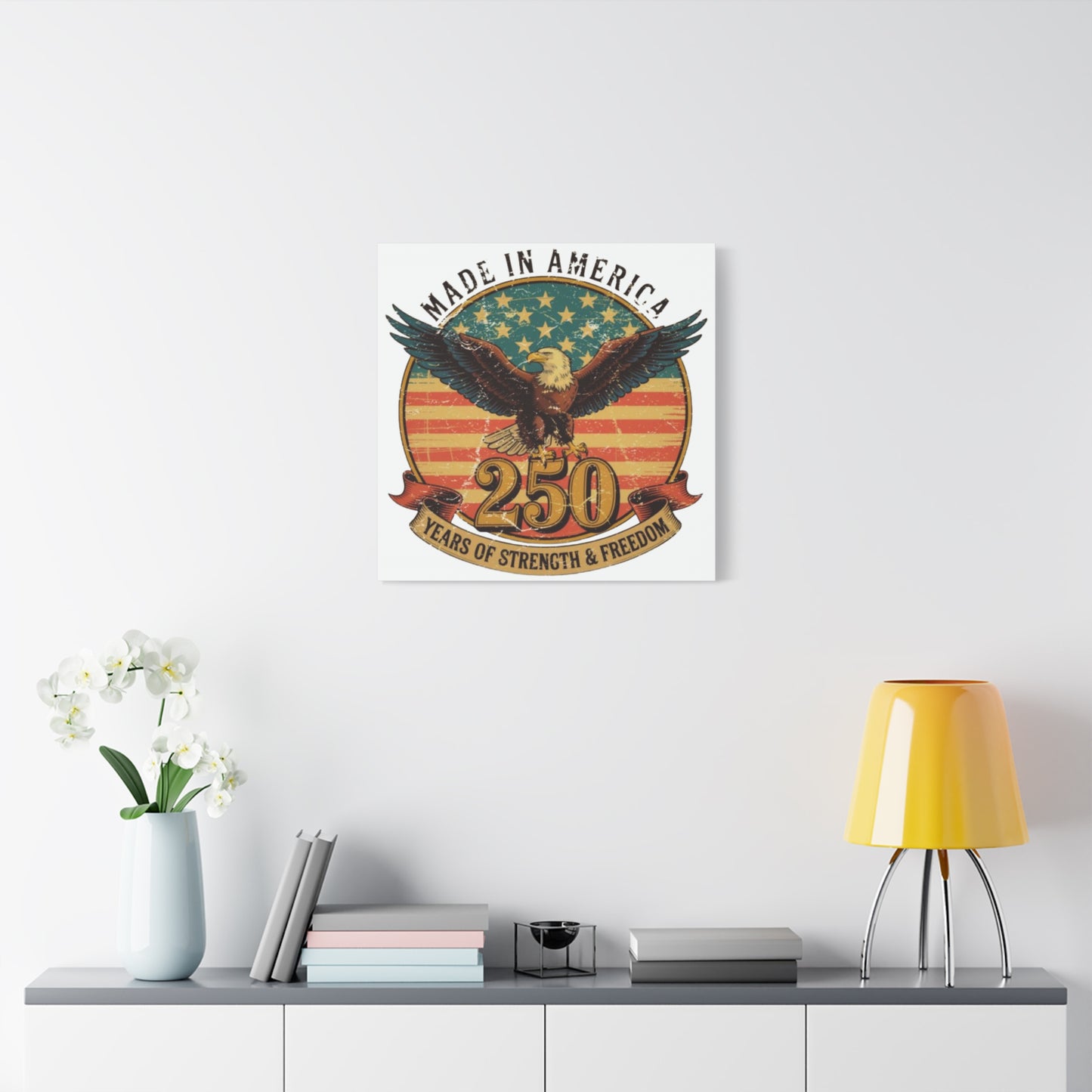#250 Made in America Eagle 250th Anniversary Patriotic Matte Canvas Wall Art