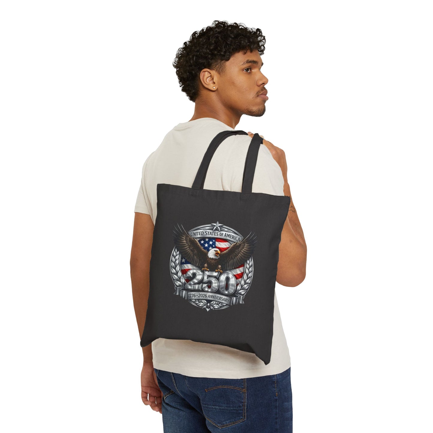 #250 Patriotic Bald Eagle 250 United States Emblem Canvas Tote