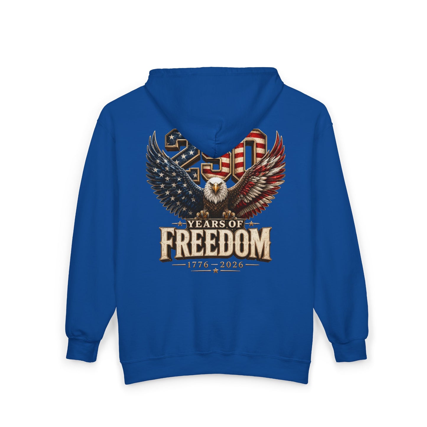 #250 250 Years of Freedom Eagle Patriotic American Flag Anniversary (1776–2026) Zip Hoodie