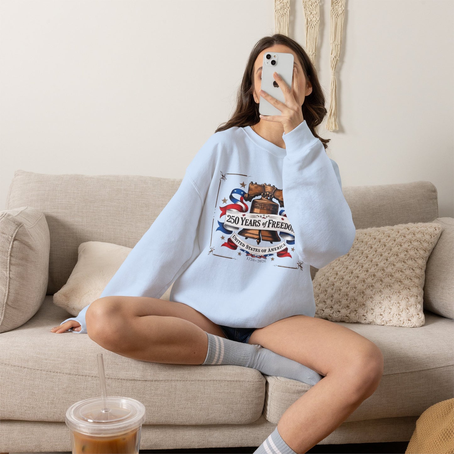 #250 250 Years of Freedom Liberty Bell Crewneck Sweatshirt