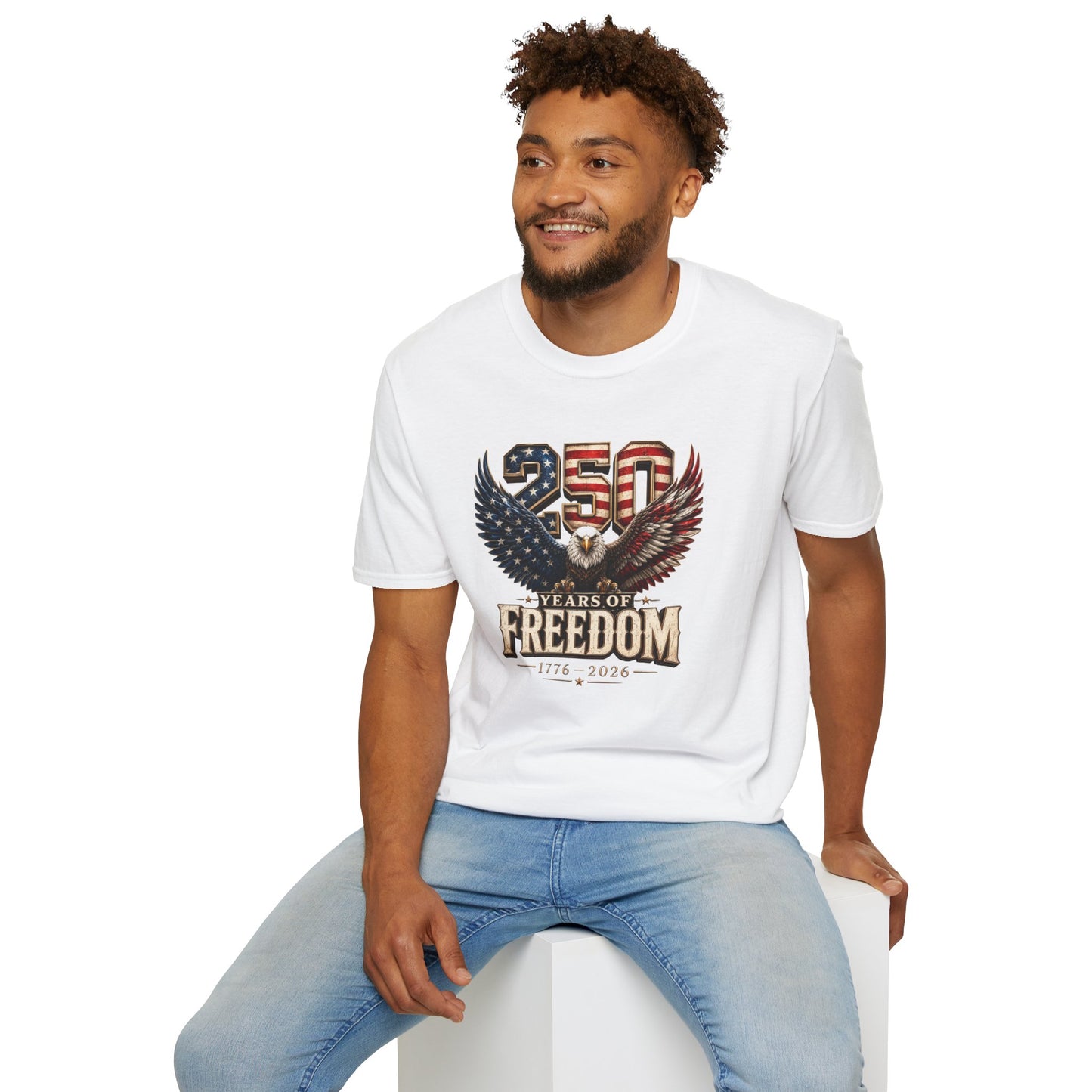 #250 250 Years of Freedom Eagle Patriotic American Flag Anniversary (1776–2026) T-Shirt