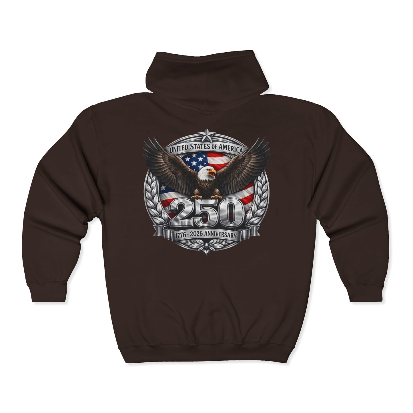 #250 Patriotic Bald Eagle 250 United States Emblem Zip Hoodie