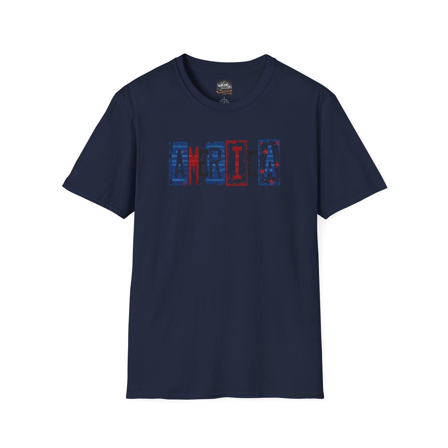 #250 America Retro Block Text Patriotic T-Shirt