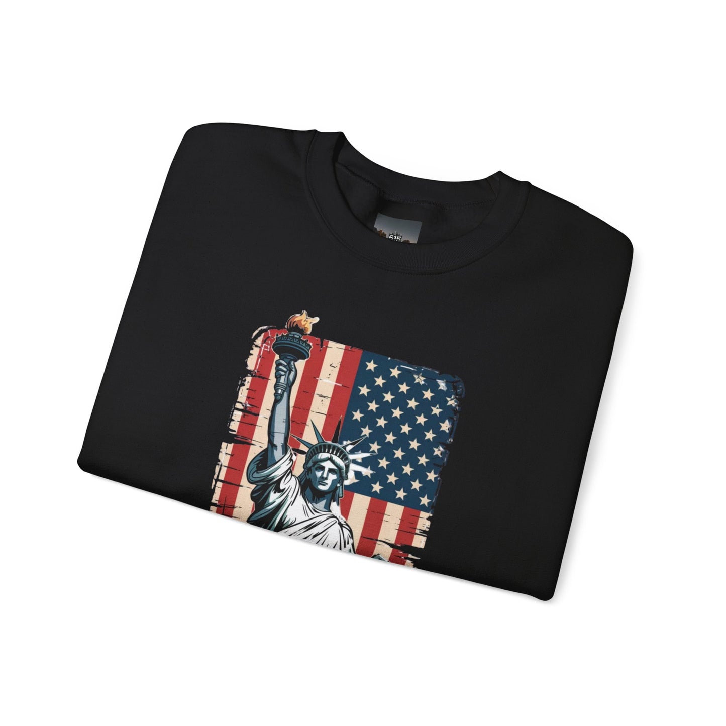 #250 Statue of Liberty American Flag 'America' Patriotic Independence Day Crewneck Sweatshirt