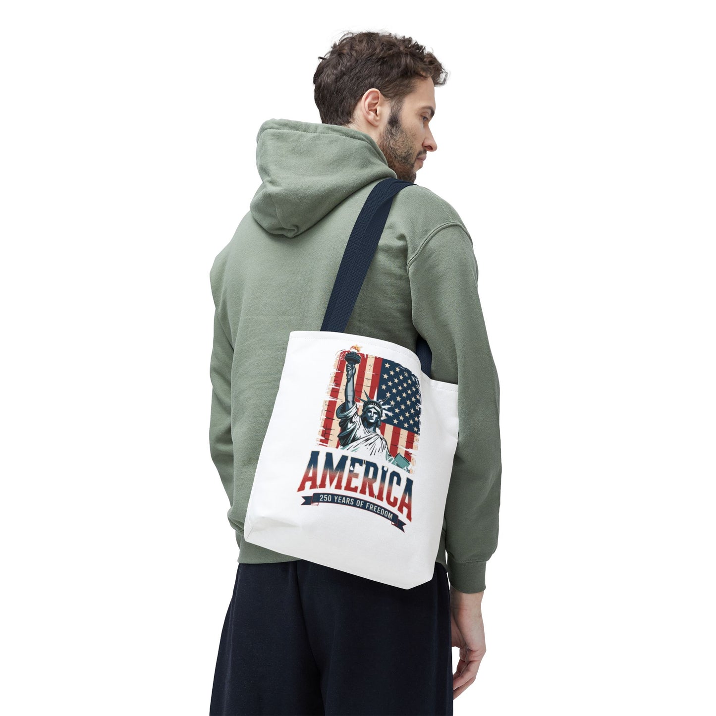 #250 Statue of Liberty American Flag 'America' Patriotic Independence Day Tote Bag