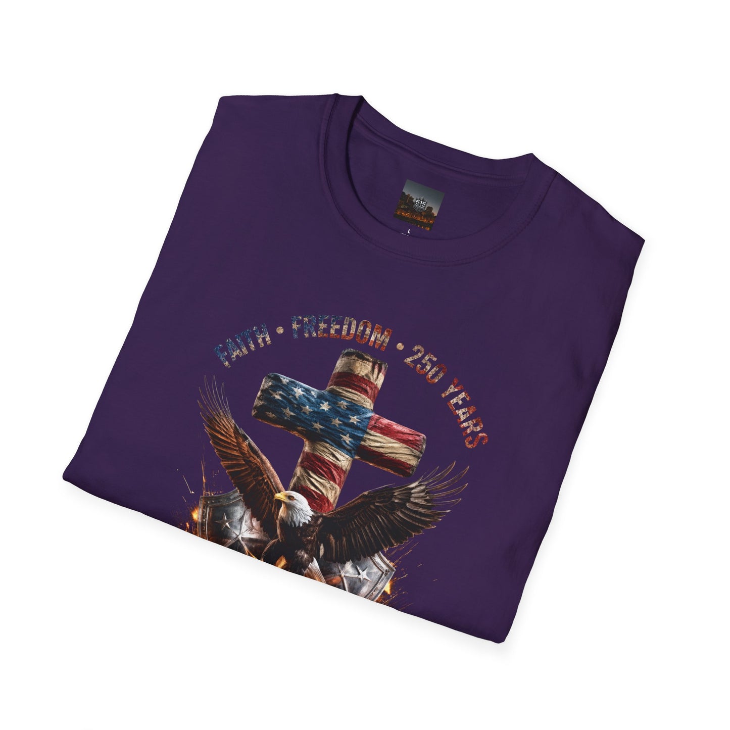 #250 Faith • Freedom 250 Years American Flag Cross & Eagle 1776-2026 T-Shirt