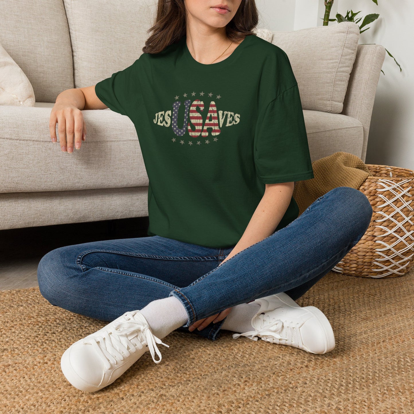 JesUSAves Patriotic T-Shirt — American Flag Christian Faith Tee