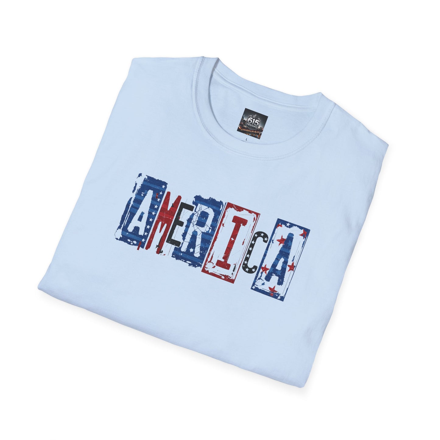 #250 America Retro Block Text Patriotic T-Shirt
